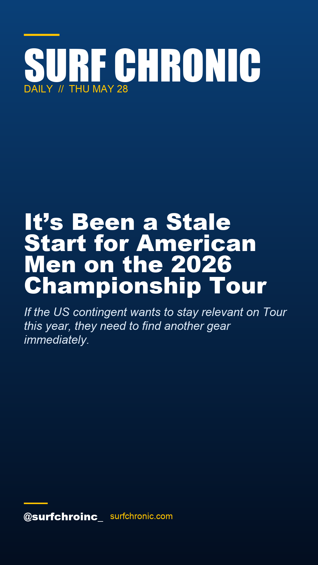 Surf Chronic Daily — It’s Been a Stale Start for American Men on the 2026 Championship Tour