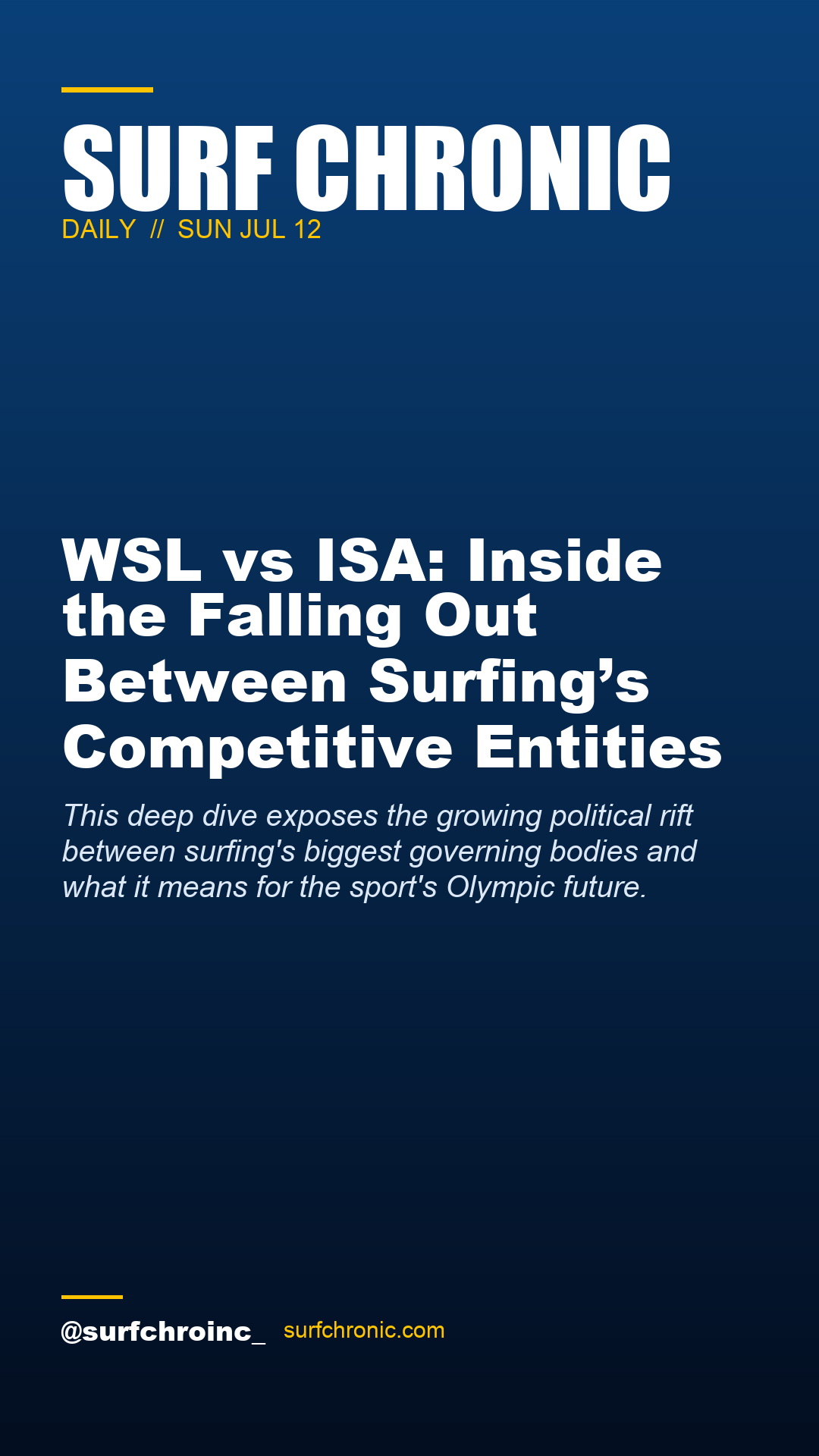 Surf Chronic Daily — WSL vs ISA: Inside the Falling Out Between Surfing’s Competitive Entities