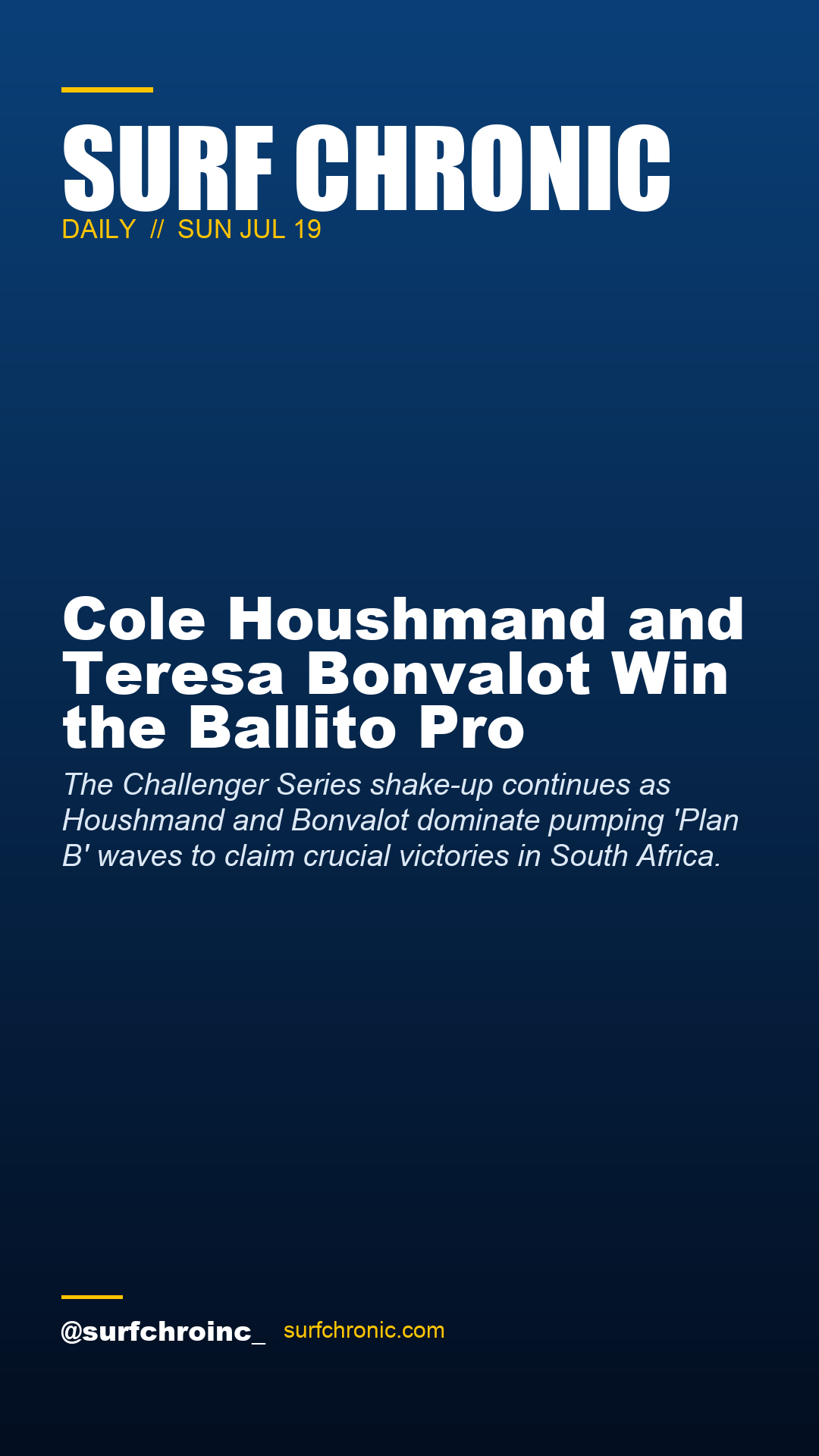 Surf Chronic Daily — Cole Houshmand and Teresa Bonvalot Win the Ballito Pro